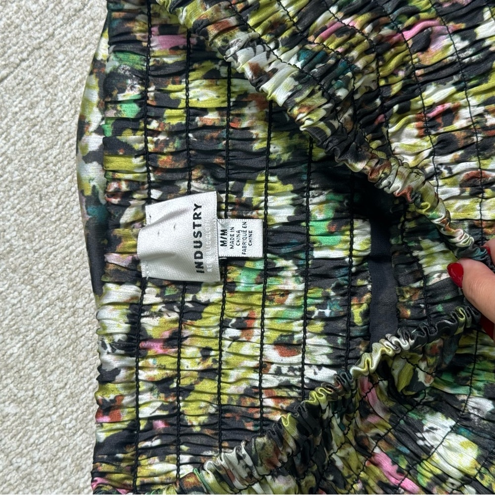 Industry Reflections Floral Tiered Ruffle Skirt Black Green Multi Size M - Picture 4 of 6